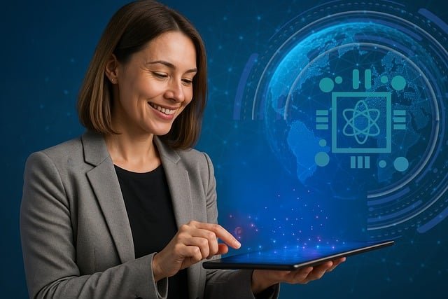 Abstract technology visuals representing data signals and identity resolution.